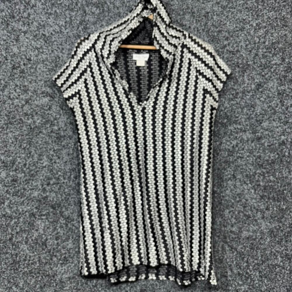 Vintage Jordan‎ Taylor Striped Hooded Tunic Cover Up Large Black Silver Artsy